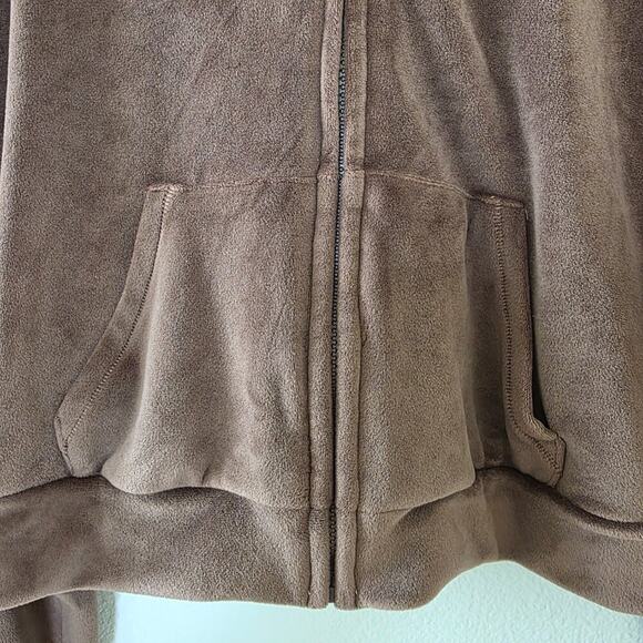 SACRE Brown Velour Zip Hoodie Jacket Womens Size Large Long Sleeve - Picture 4 of 10